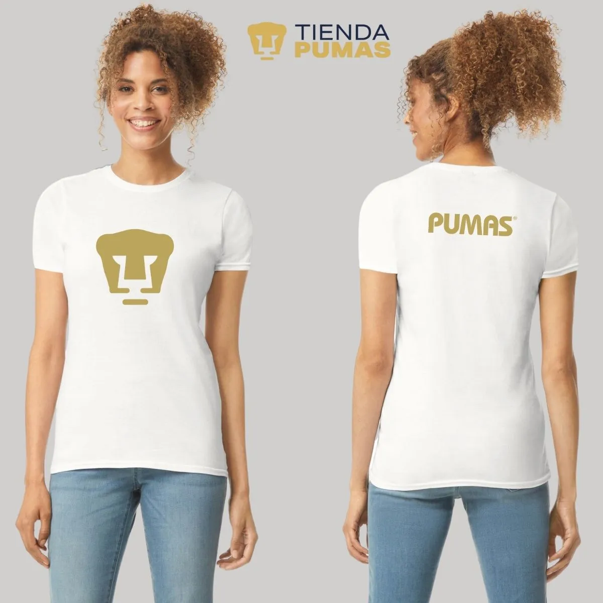 Playera Mujer Pumas UNAM Logo Dorado Vinil