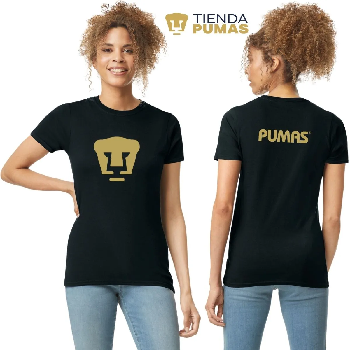 Playera Mujer Pumas UNAM Logo Dorado Vinil