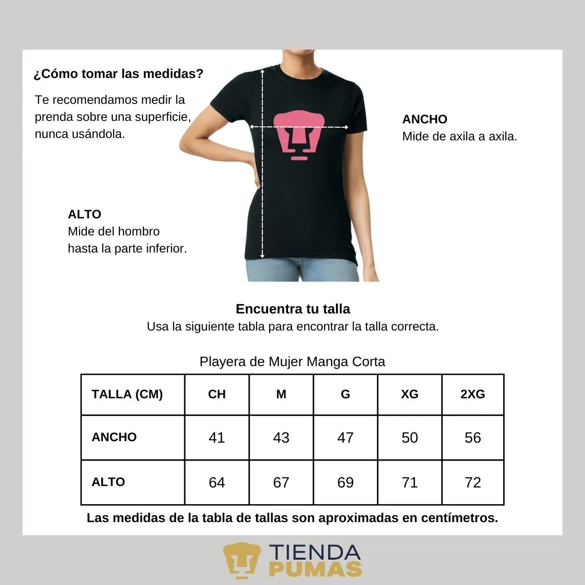 Playera Mujer Pumas UNAM Logo Rosa Vinil