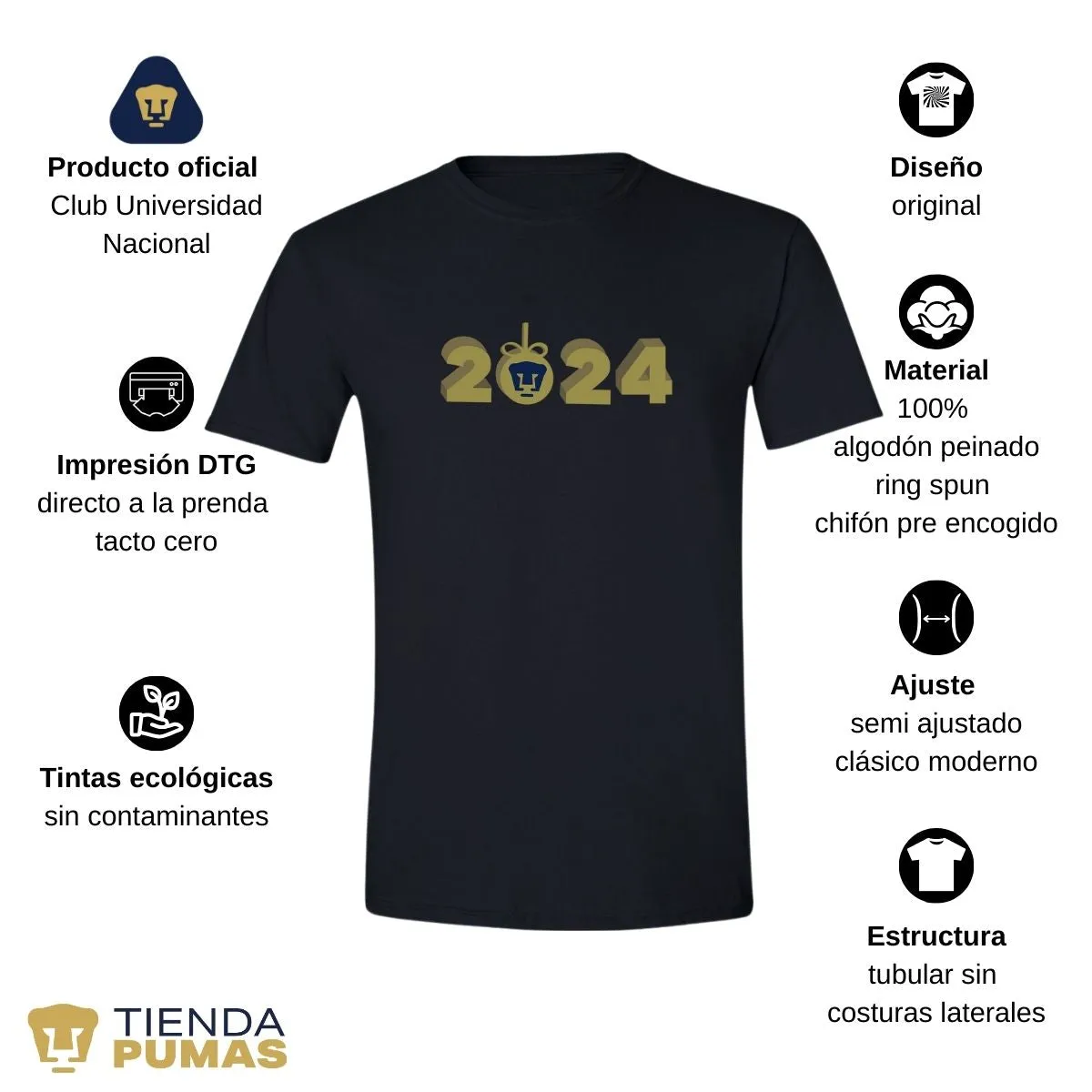 Playera Navidea Hombre Pumas UNAM Ao Nuevo