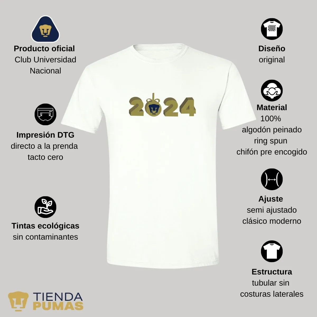 Playera Navidea Hombre Pumas UNAM Ao Nuevo