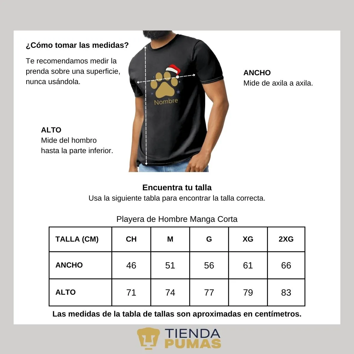 Playera Navidea Hombre Pumas UNAM Garra