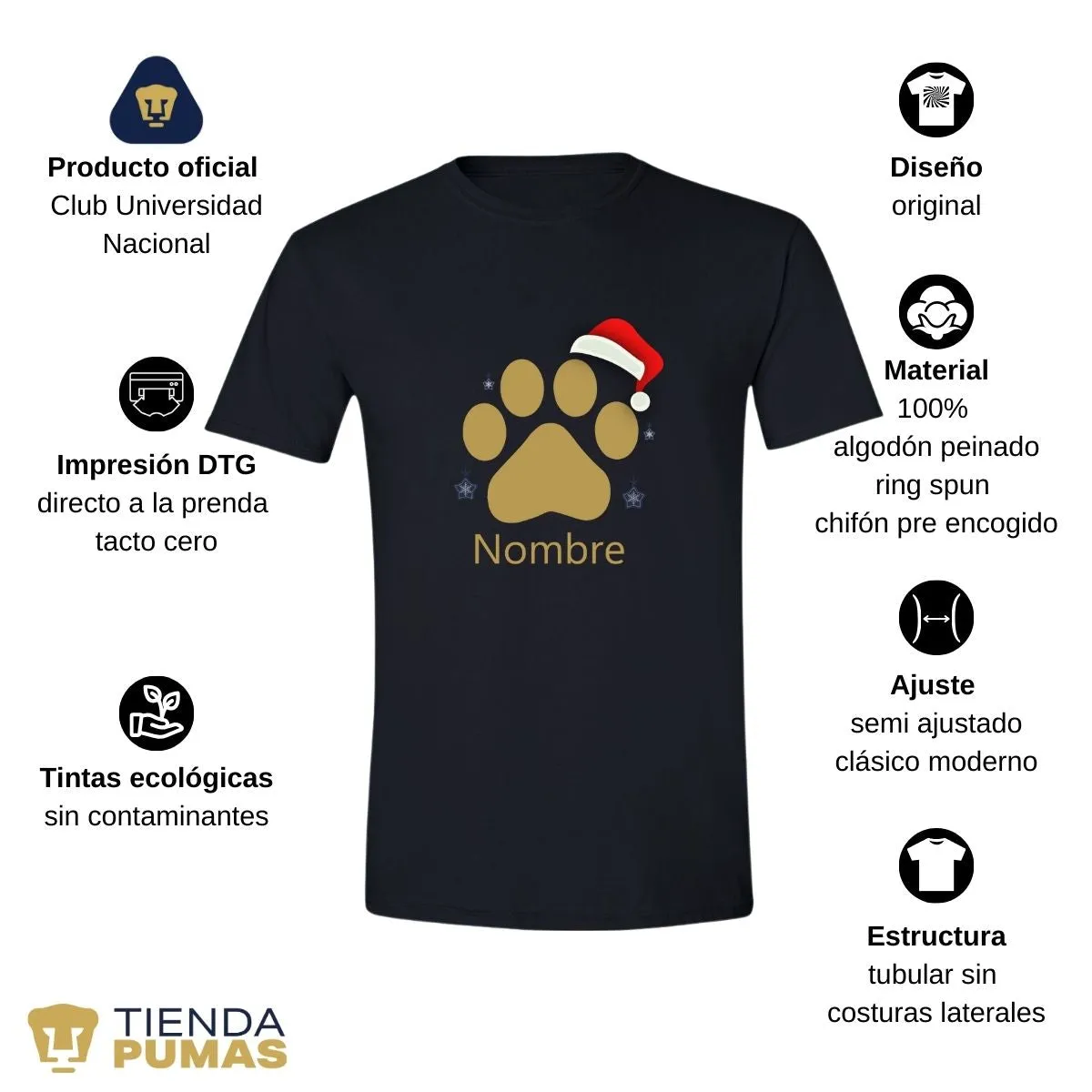 Playera Navidea Hombre Pumas UNAM Garra