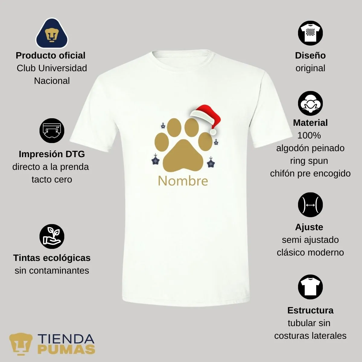 Playera Navidea Hombre Pumas UNAM Garra