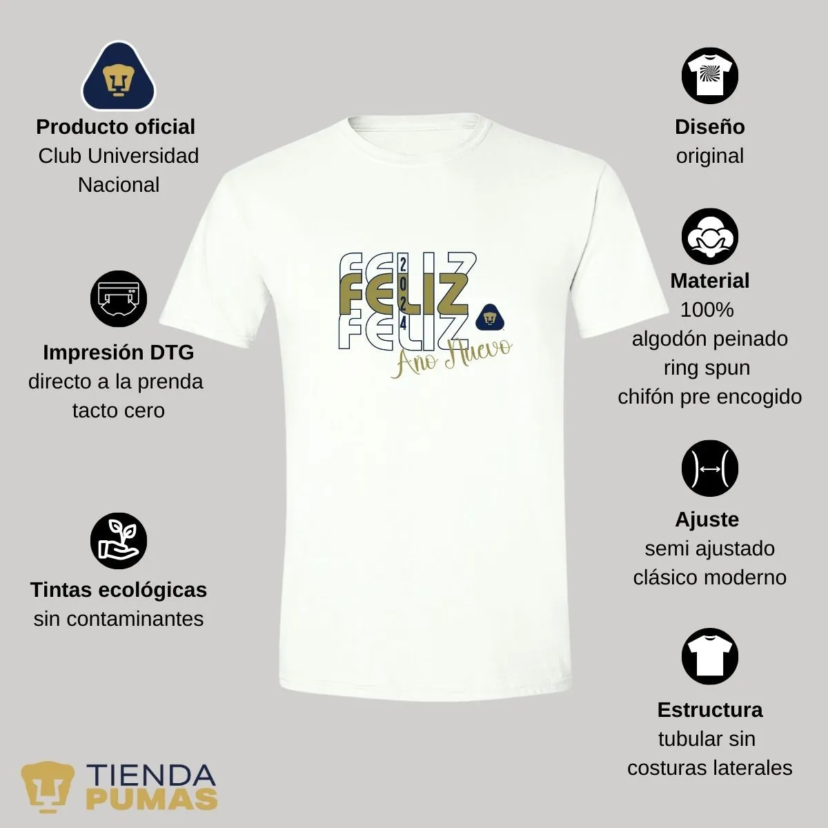 Playera Navidea Hombre Pumas UNAM Nuevo Ao