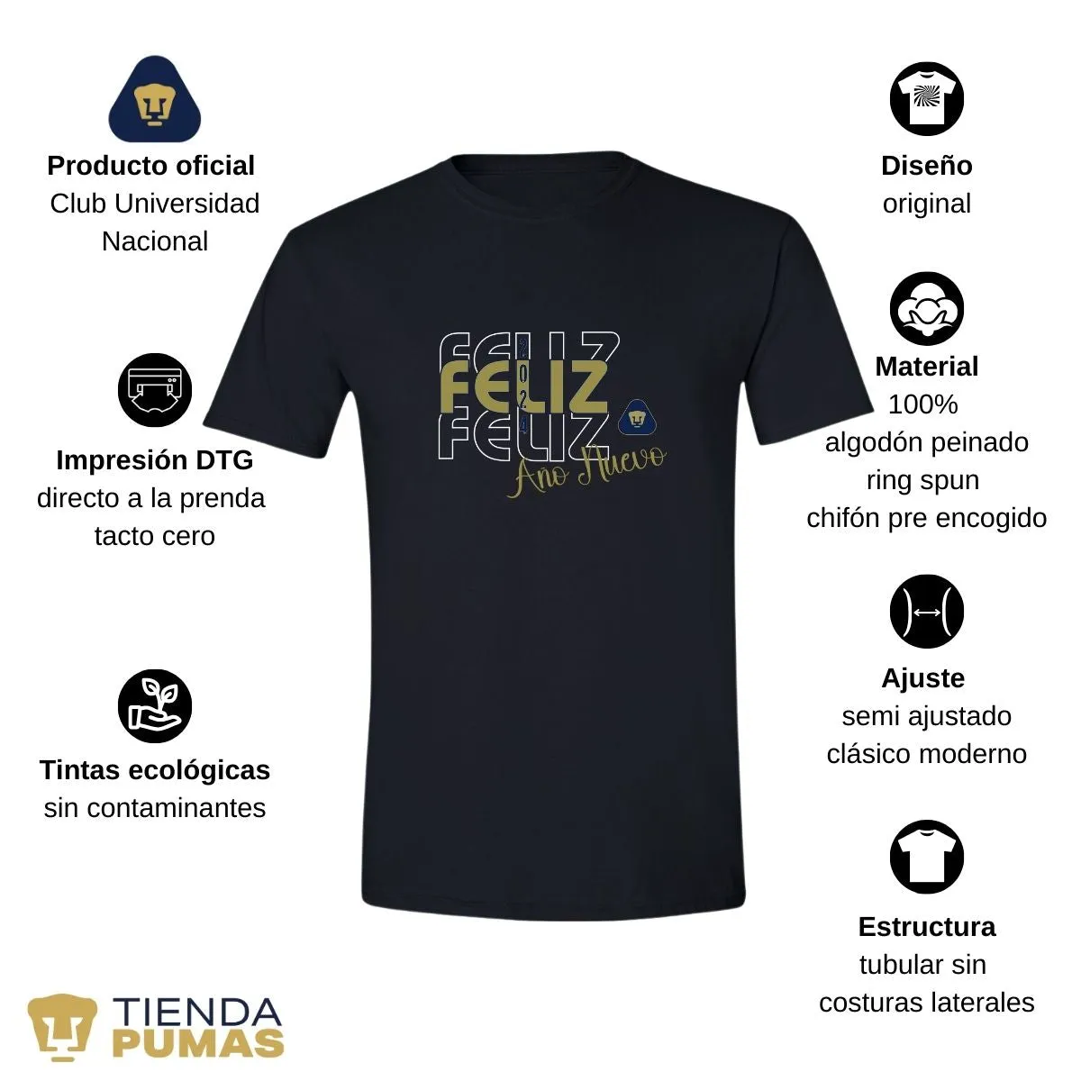 Playera Navidea Hombre Pumas UNAM Nuevo Ao