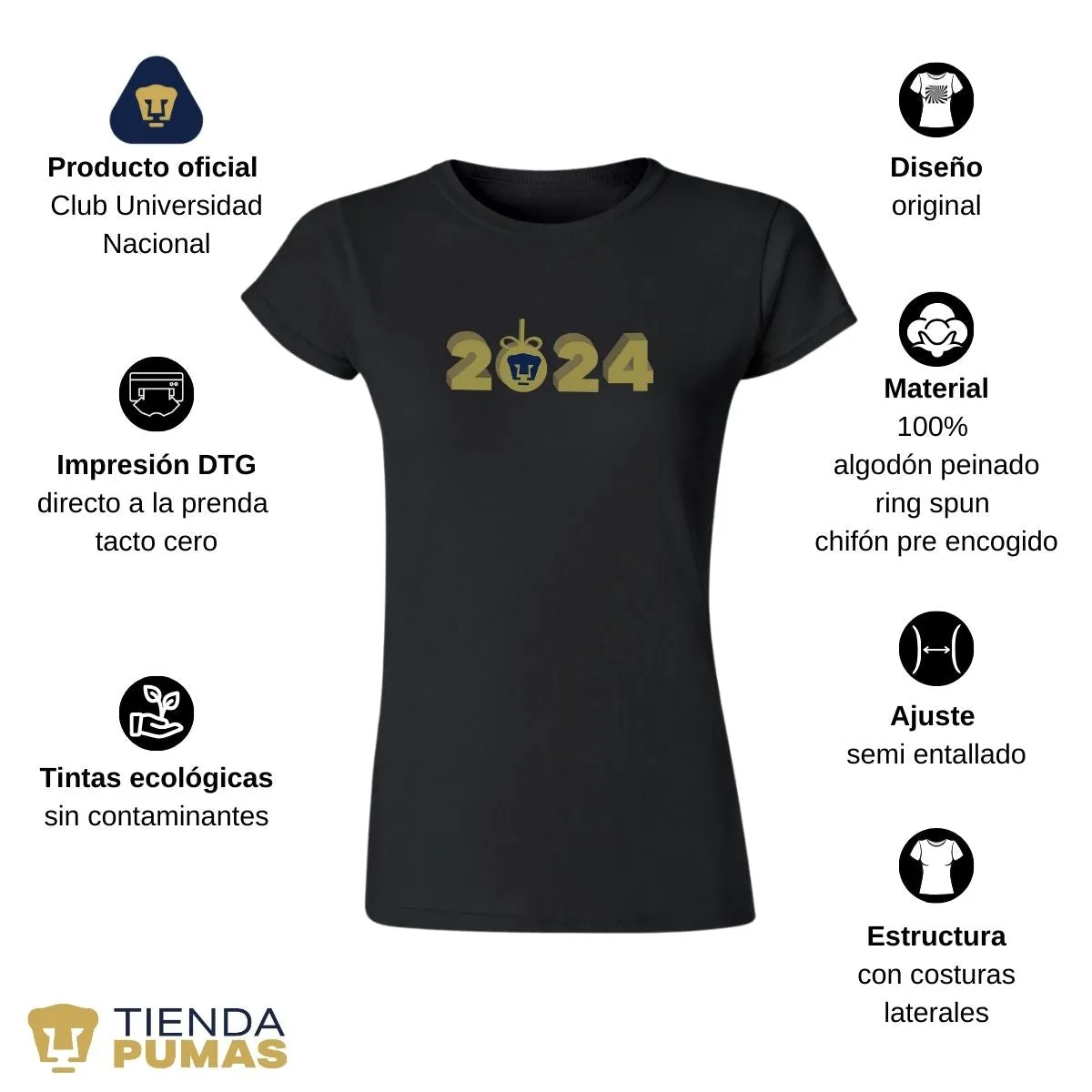 Playera Navidea Mujer Pumas UNAM Ao Nuevo