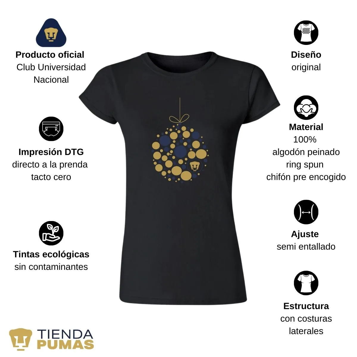 Playera Navidea Mujer Pumas UNAM Esfera