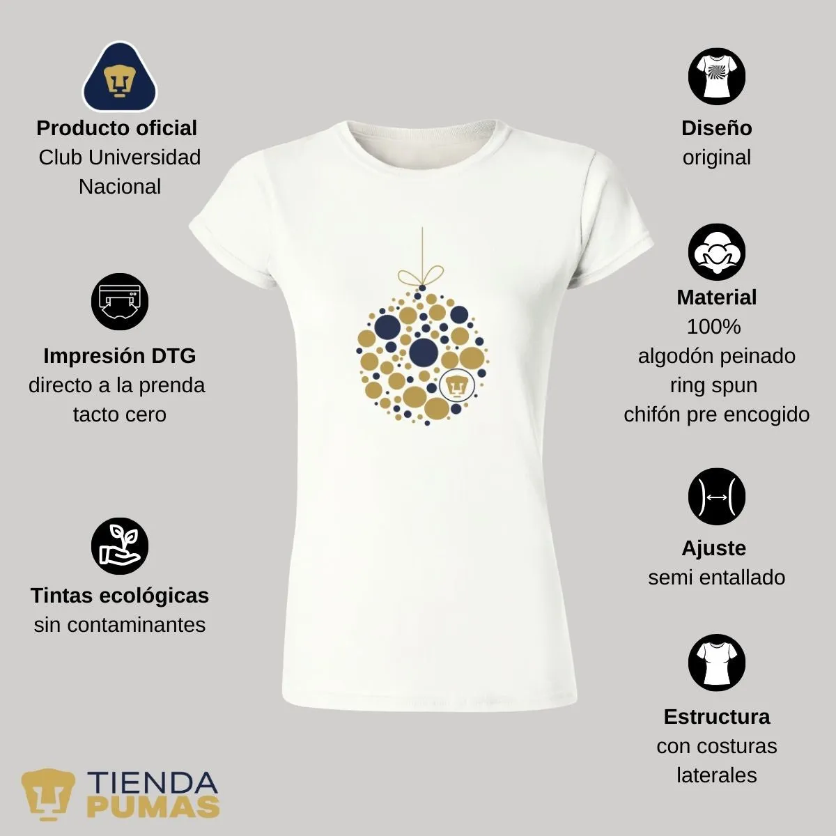 Playera Navidea Mujer Pumas UNAM Esfera