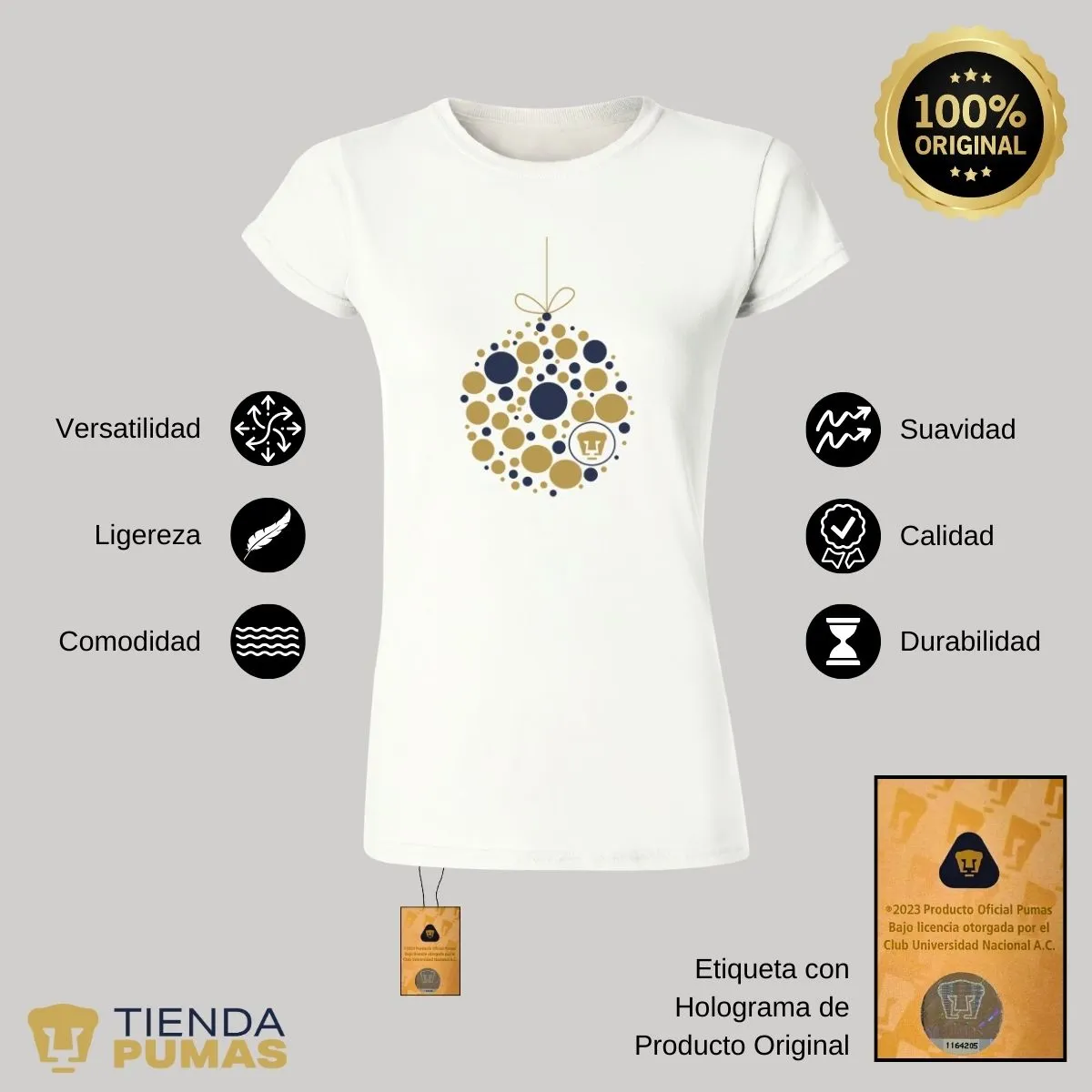 Playera Navidea Mujer Pumas UNAM Esfera