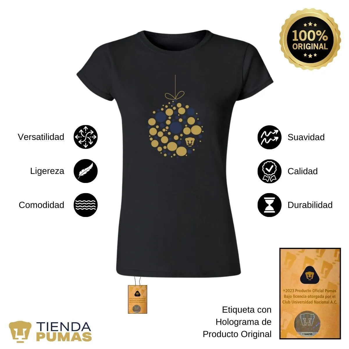 Playera Navidea Mujer Pumas UNAM Esfera