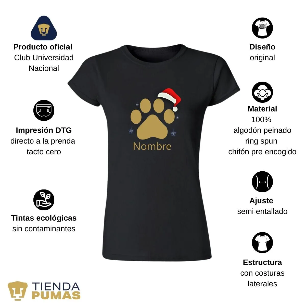 Playera Navidea Mujer Pumas UNAM Garra