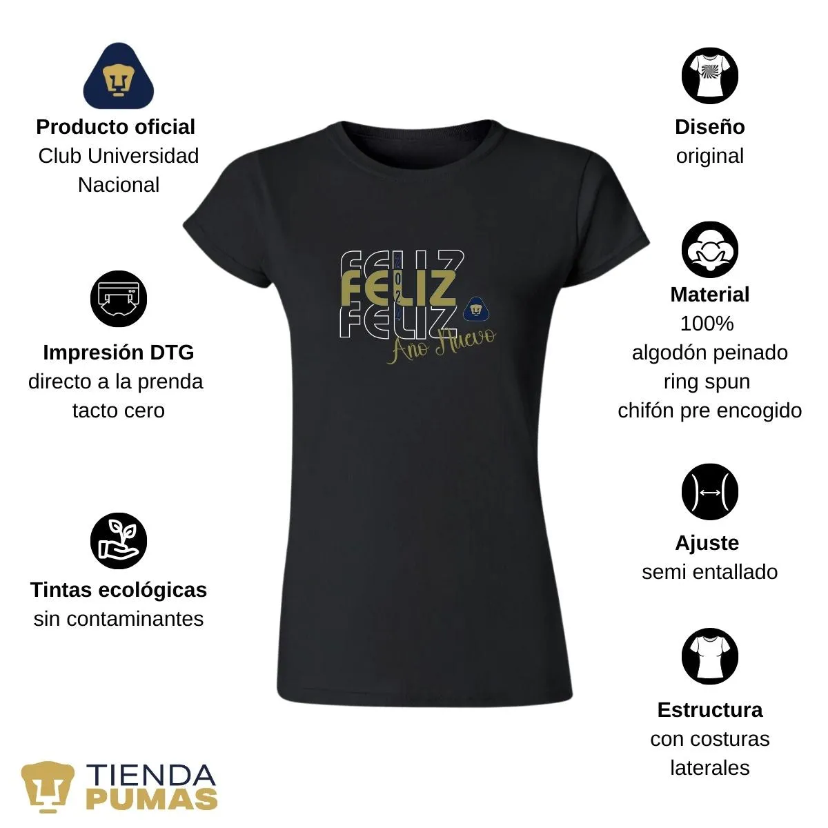 Playera Navidea Mujer Pumas UNAM Nuevo Ao