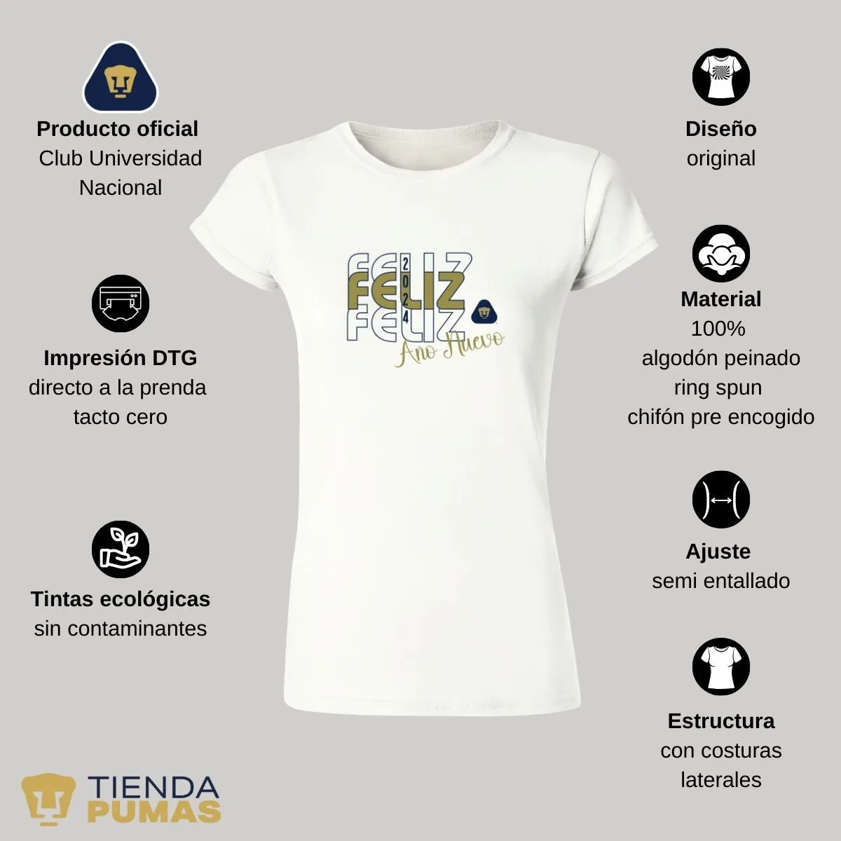 Playera Navidea Mujer Pumas UNAM Nuevo Ao