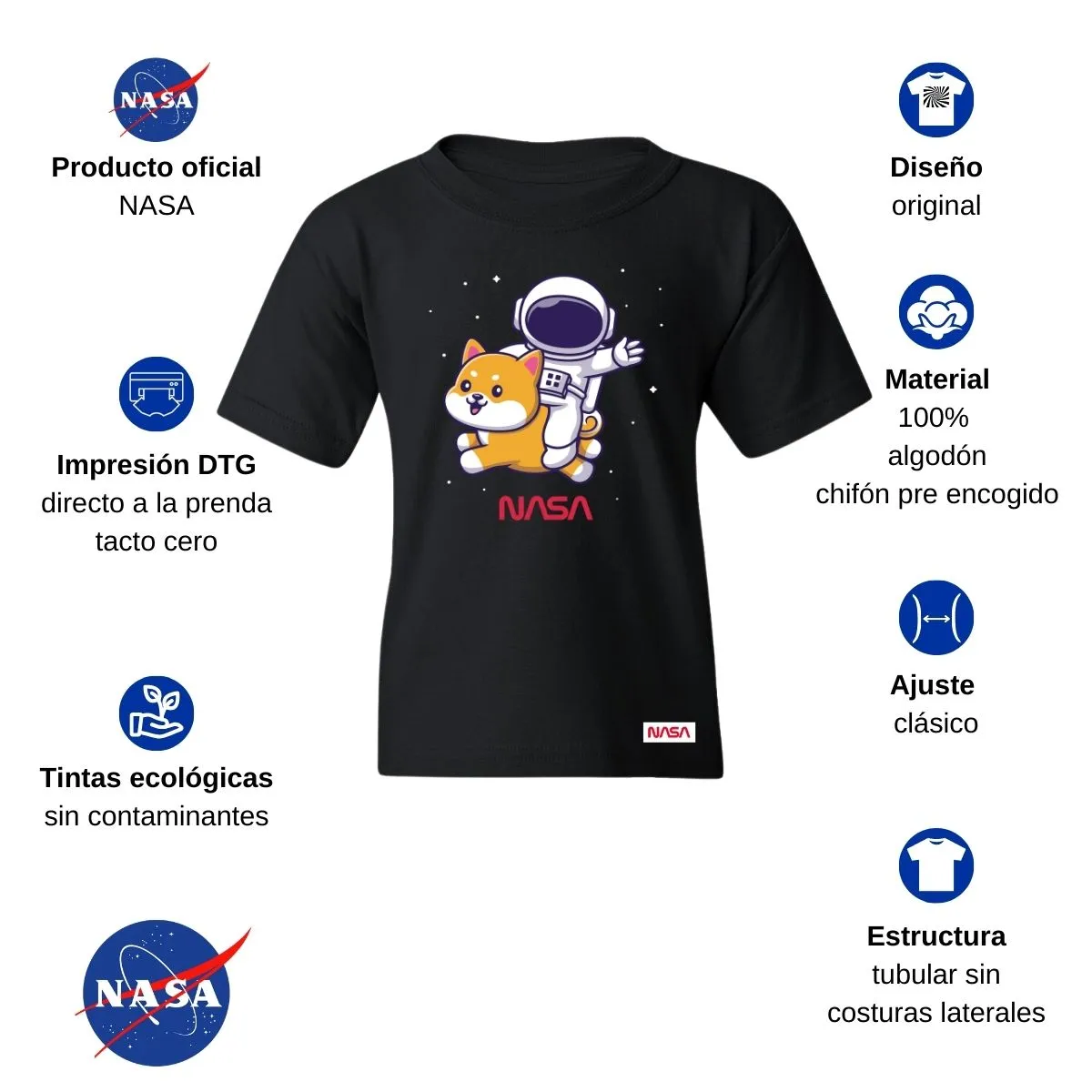 Playera Nios Nasa Perro Astronauta