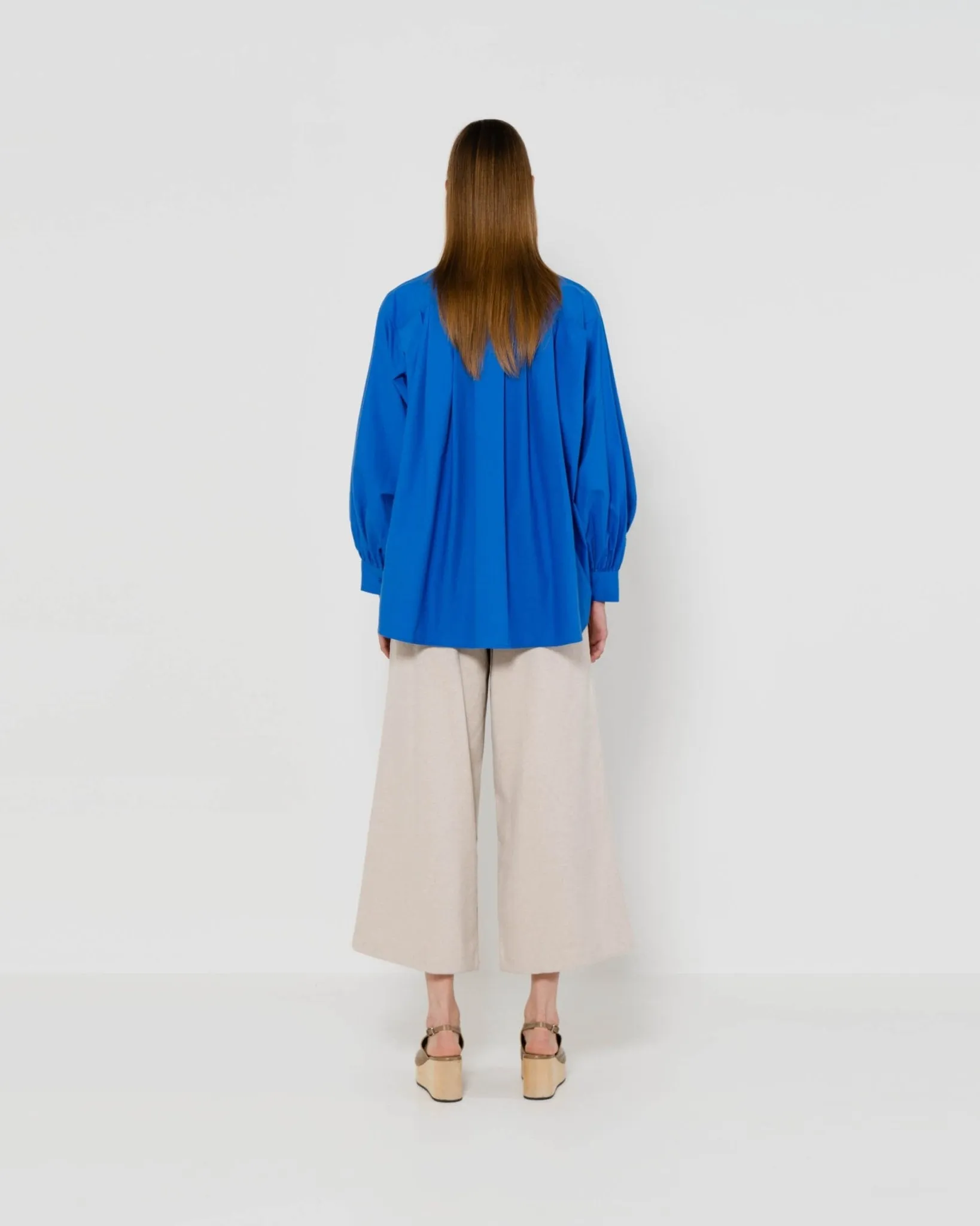 Pleated back shirt | Cobalt Blue