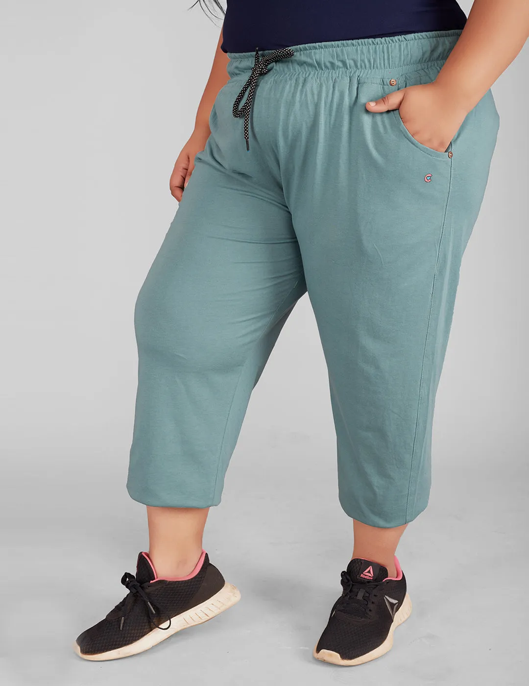 Plus Size Capris For Women - Cotton Capri Pants - Sage