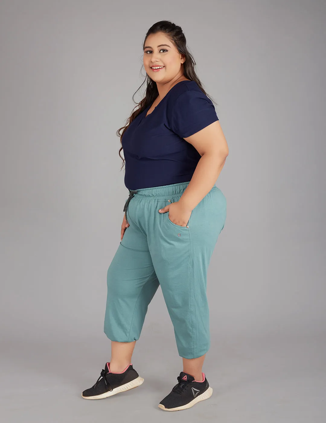 Plus Size Capris For Women - Cotton Capri Pants - Sage