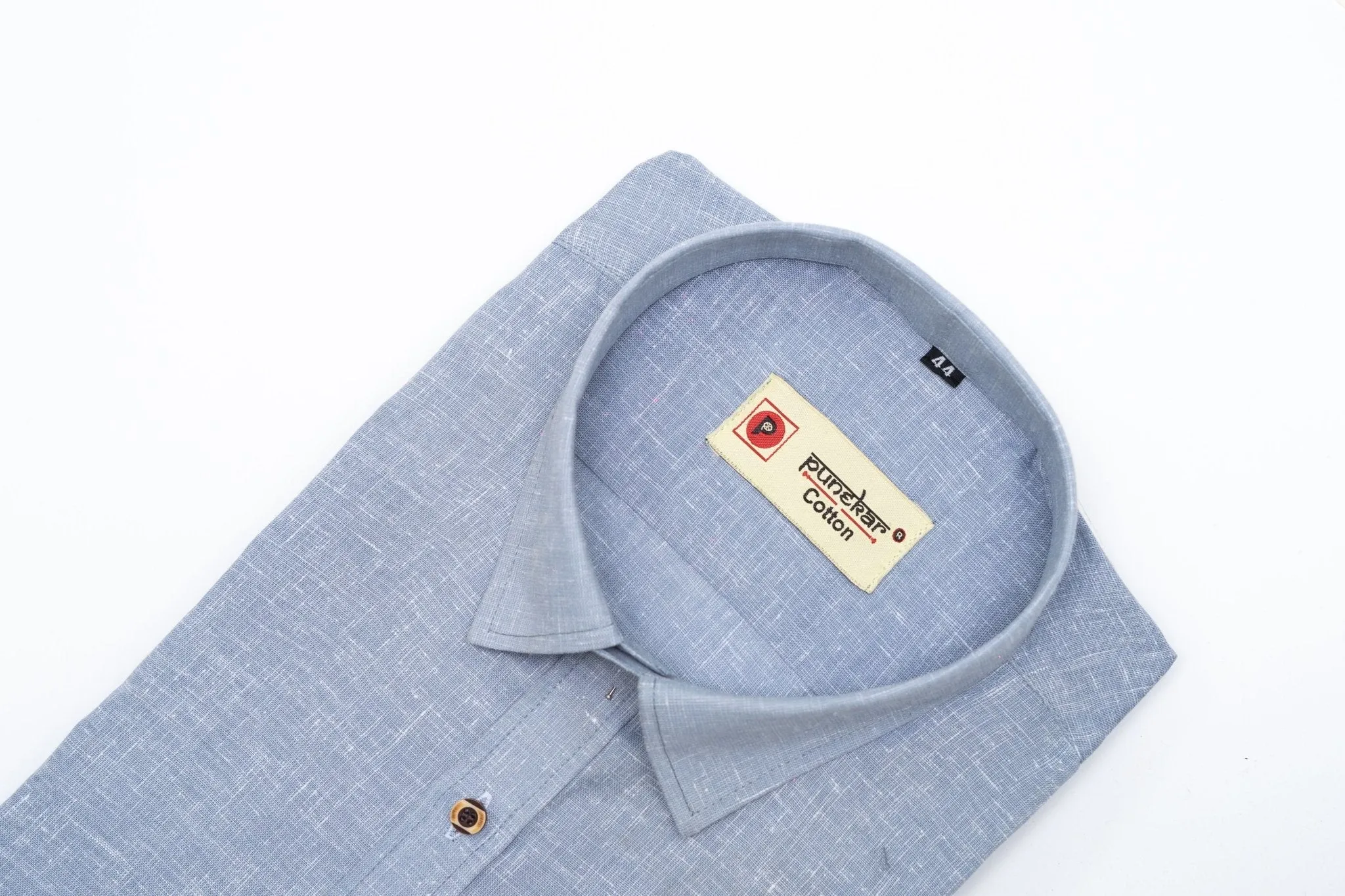 Punekar Cotton Men's Formal Handmade Grey Color Shirt for Men's.