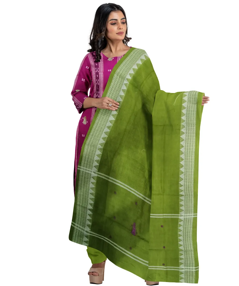 Purple olive green handwoven cotton nuapatna dress material