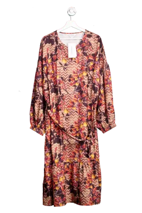 Raishma Brown Kiera Autumn Floral Midi Dress UK 18