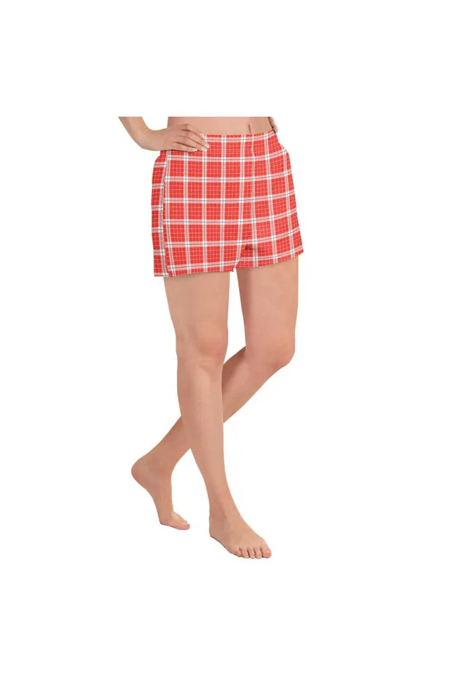 Red Plaid Women's Athletic Short Shorts