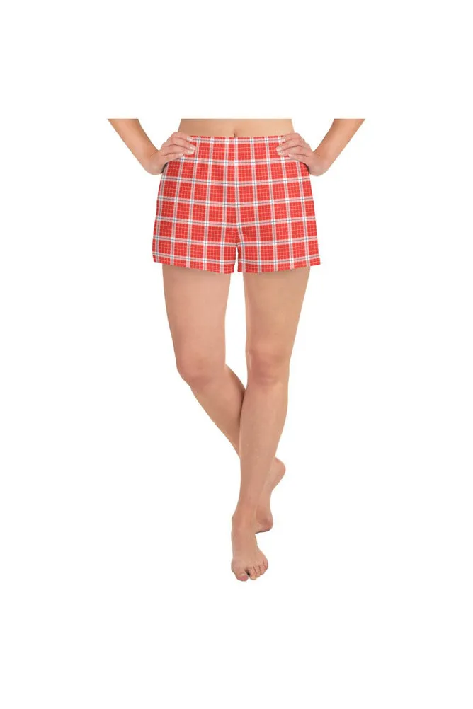 Red Plaid Women's Athletic Short Shorts