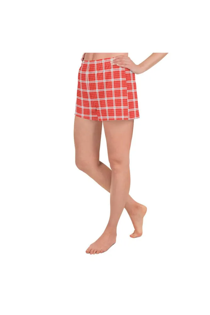 Red Plaid Women's Athletic Short Shorts