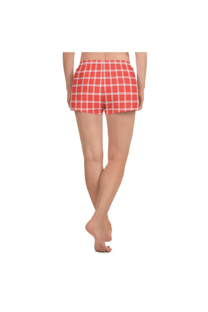 Red Plaid Women's Athletic Short Shorts