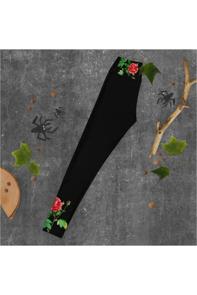 Red Rose Yoga Leggings