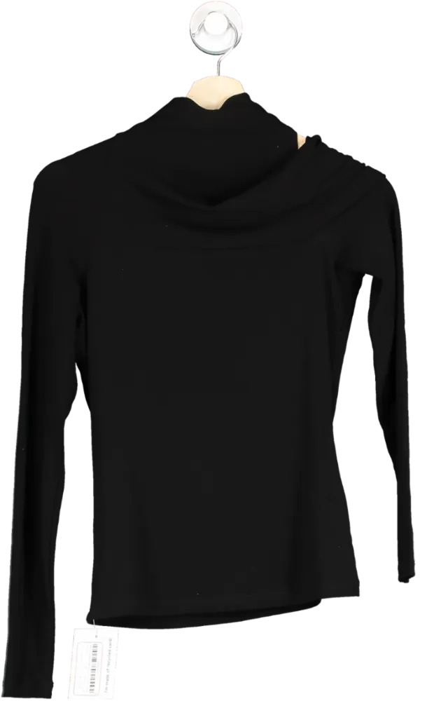 REISS Black Amy High Neck Cut Out Shoulder Top UK S