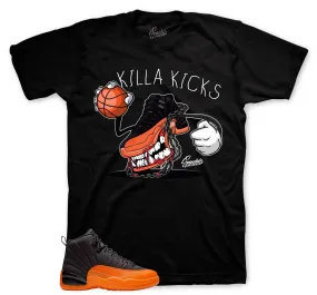 Retro 12 Brilliant Orange Shirt - Fly Kicks - Black