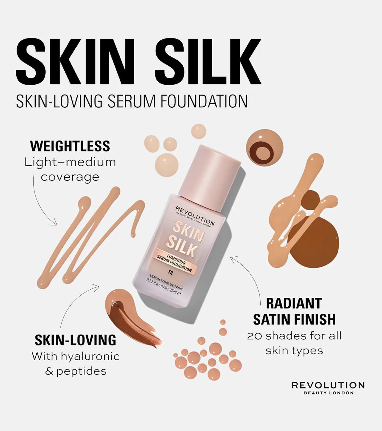 Revolution - Base de maquillaje Skin Silk Serum Foundation - F12.5