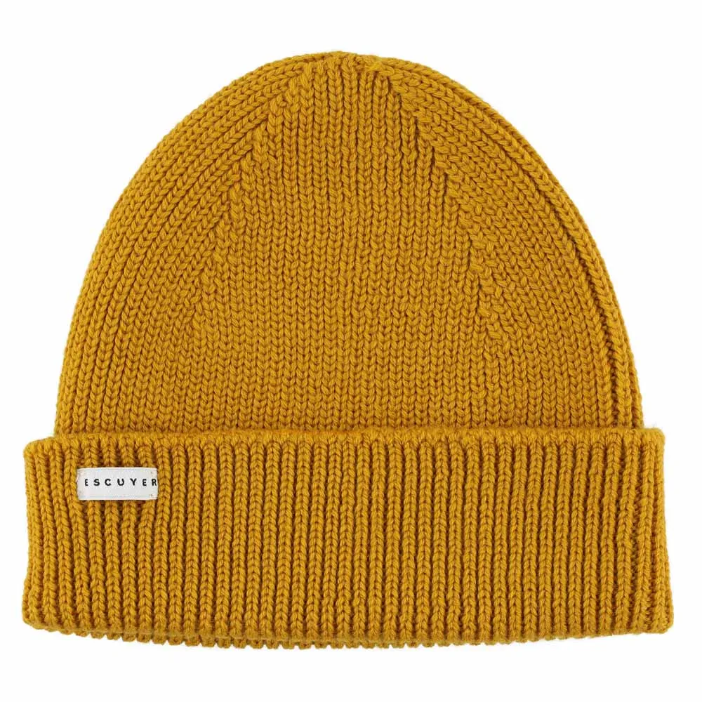 Ribbed Merino Beanie / Mustard