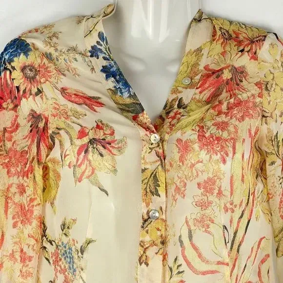 Roberto Cavalli Gold shimmer floral top