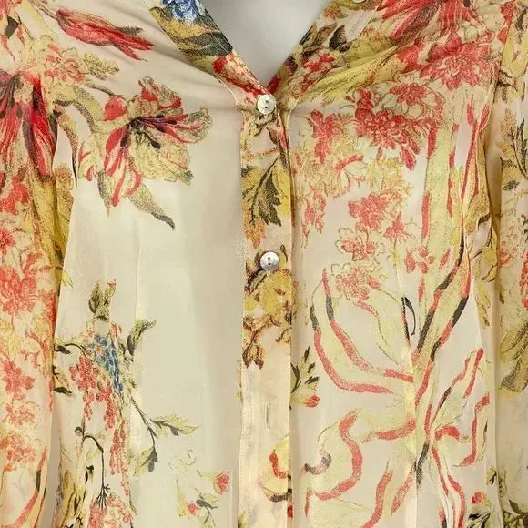 Roberto Cavalli Gold shimmer floral top