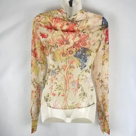 Roberto Cavalli Gold shimmer floral top