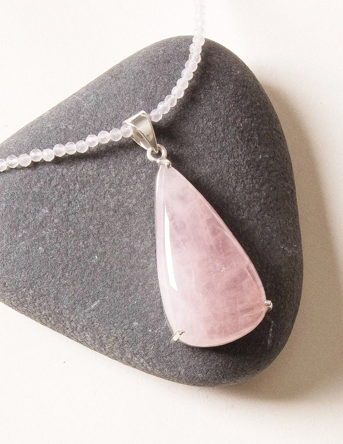 Rose Quartz Beaded Gemstone Necklace - One of a Kind