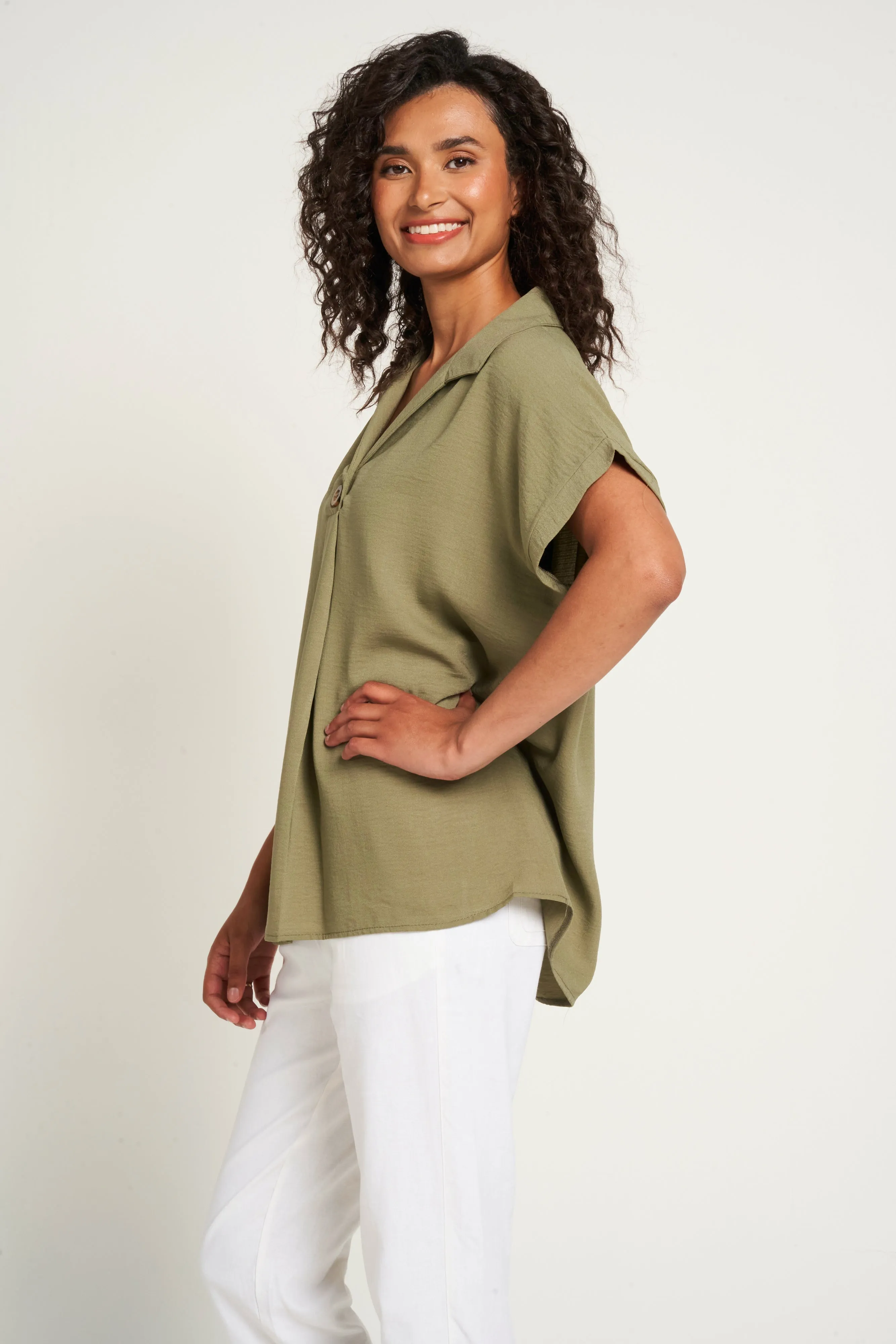 Saloos Extended Shoulder Short Sleeves Blouse