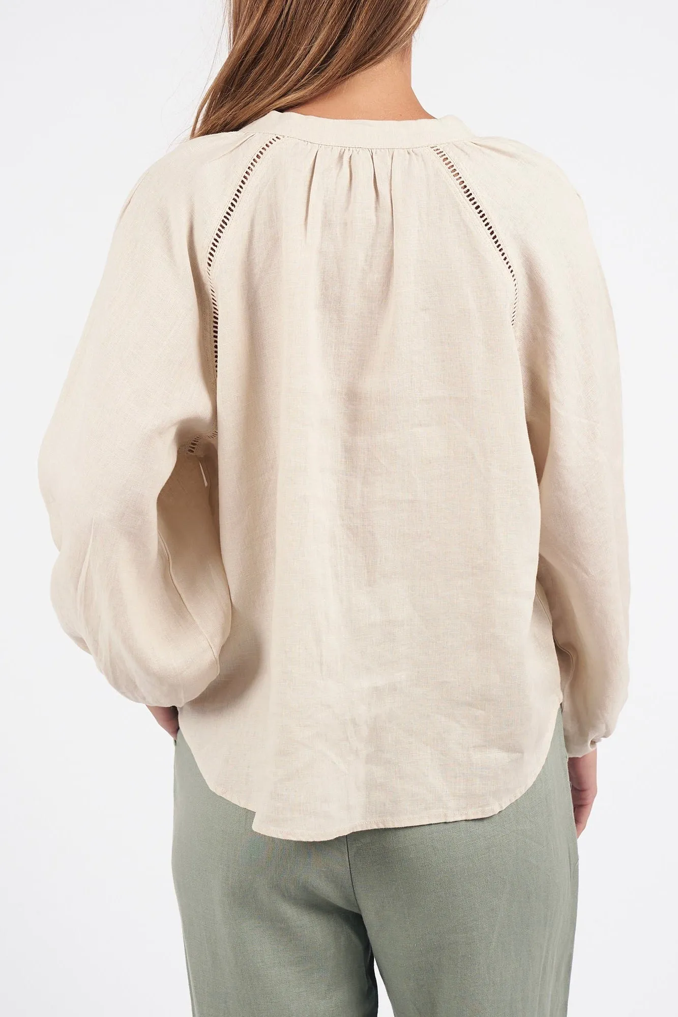 Sardinia Bone Linen LS Blouse