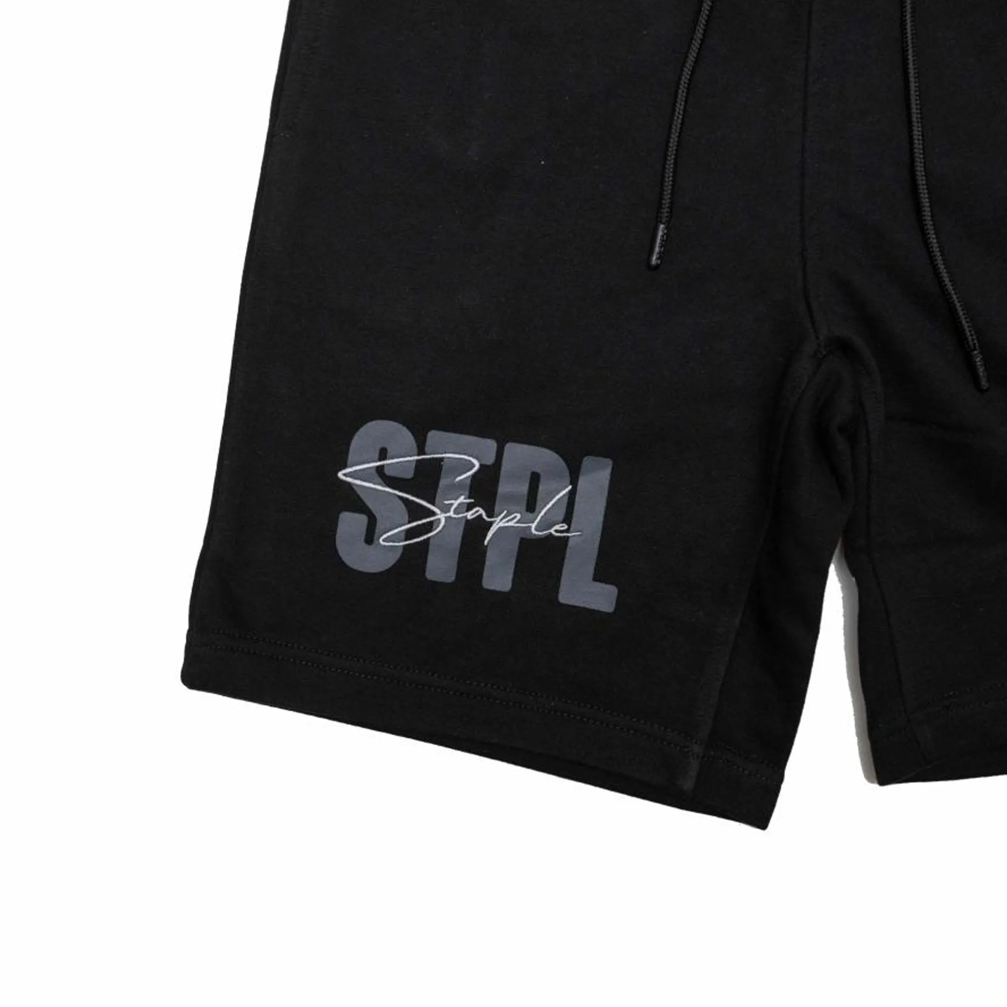 SCRIPT EMBROIDERED SWEATSHORT (BLACK)