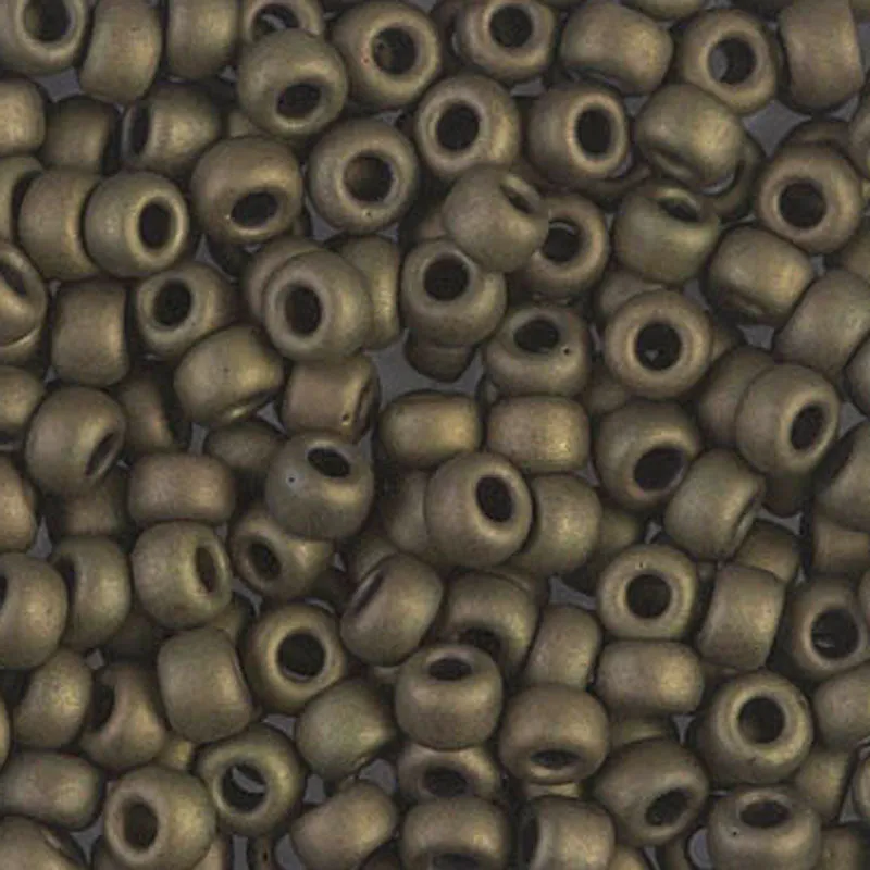 Seed Beads-6/0 Round-2004 Matte Metallic Dark Olive-Miyuki-16 Grams