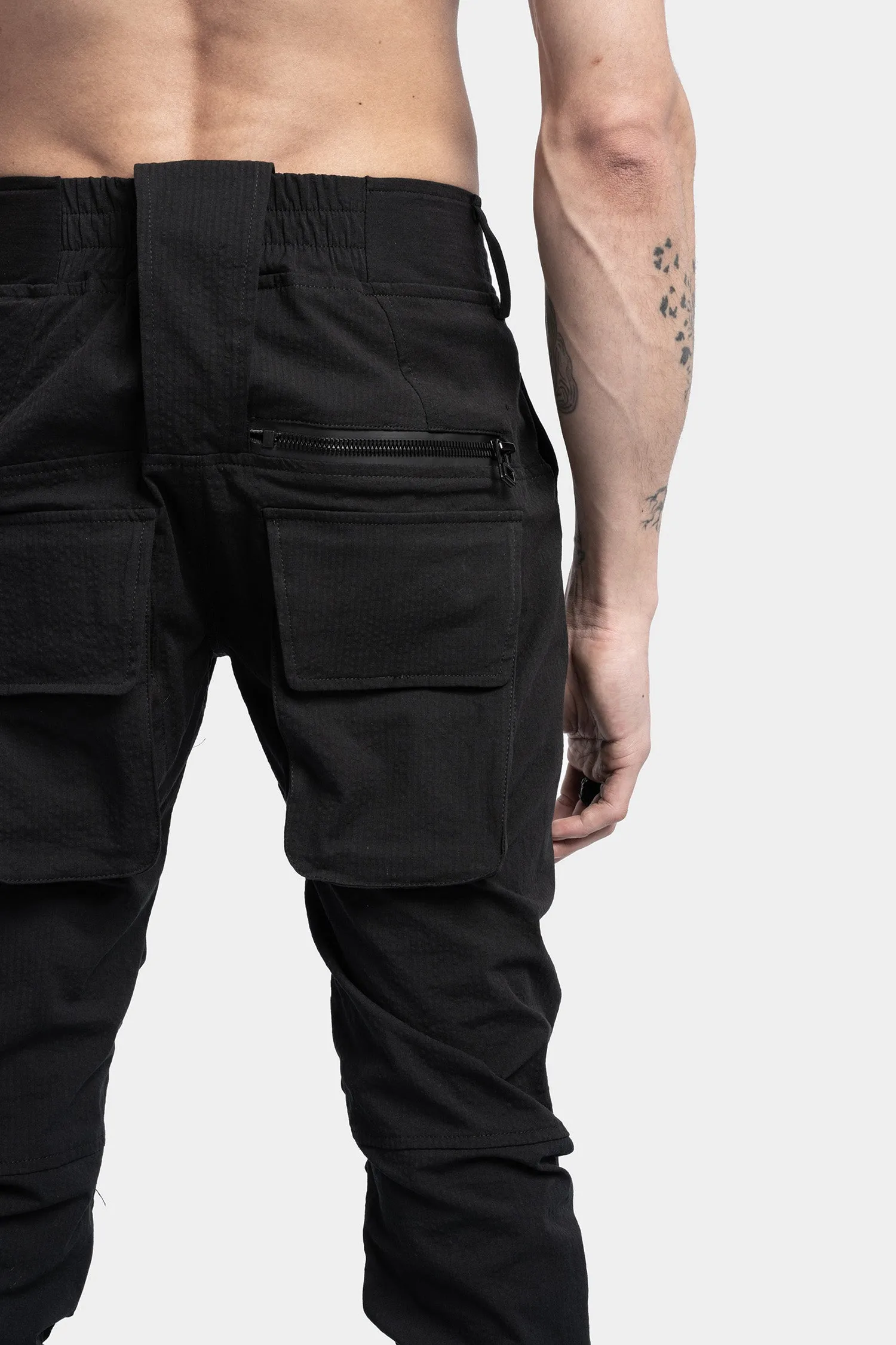 Seersucker Cotton Slim Recoil Trousers