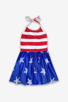 Simply Soft Halter Be Happy Tulle Dress - Stars & Stripes