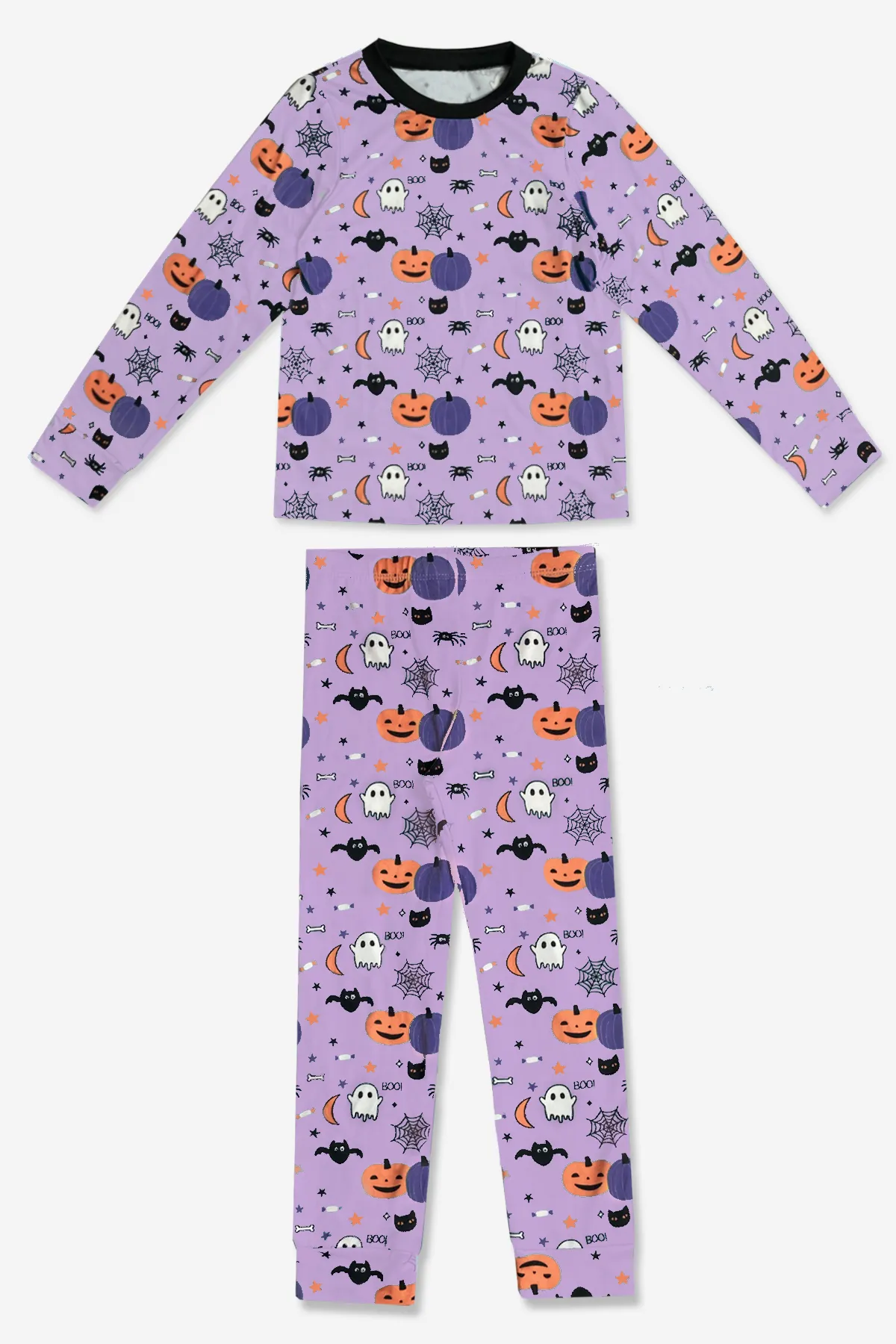 Simply Soft Long Sleeve Crew & Slim Lounge Bottom - Lavender Halloween