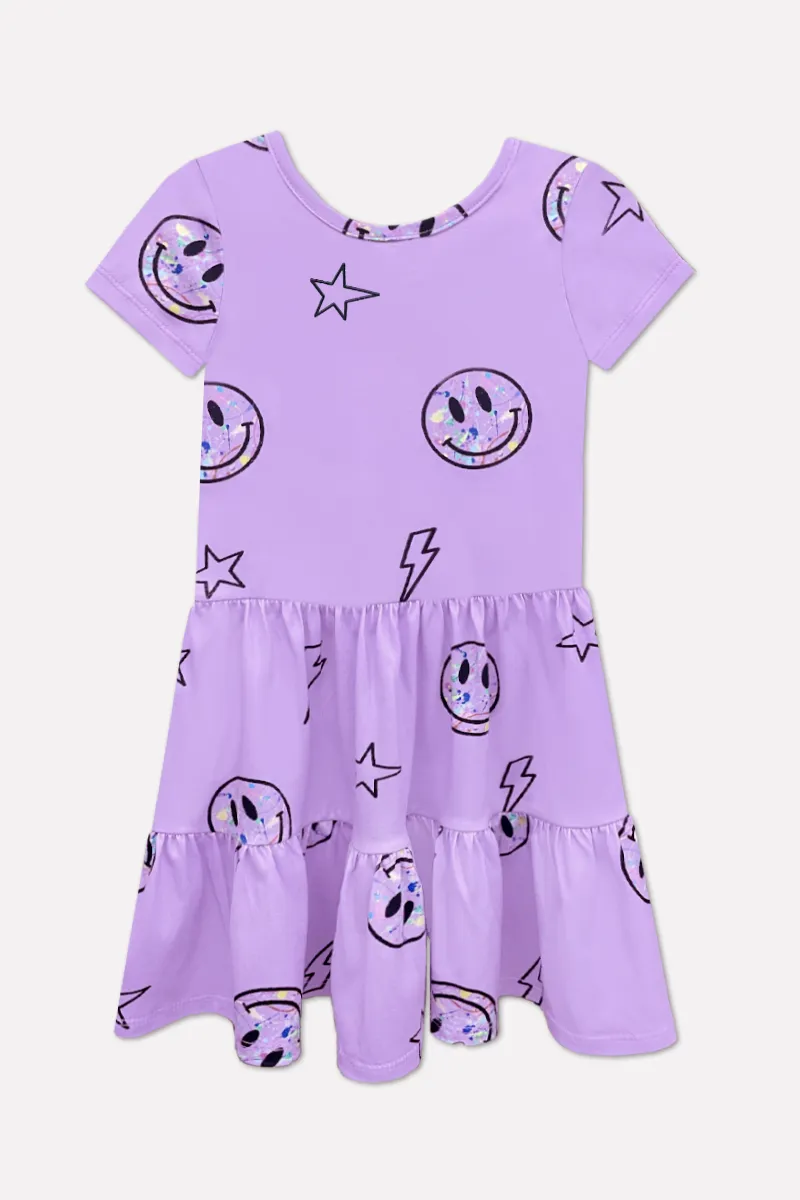 Simply Soft Short Sleeve Tiered Dress - Violet Smile Bolts