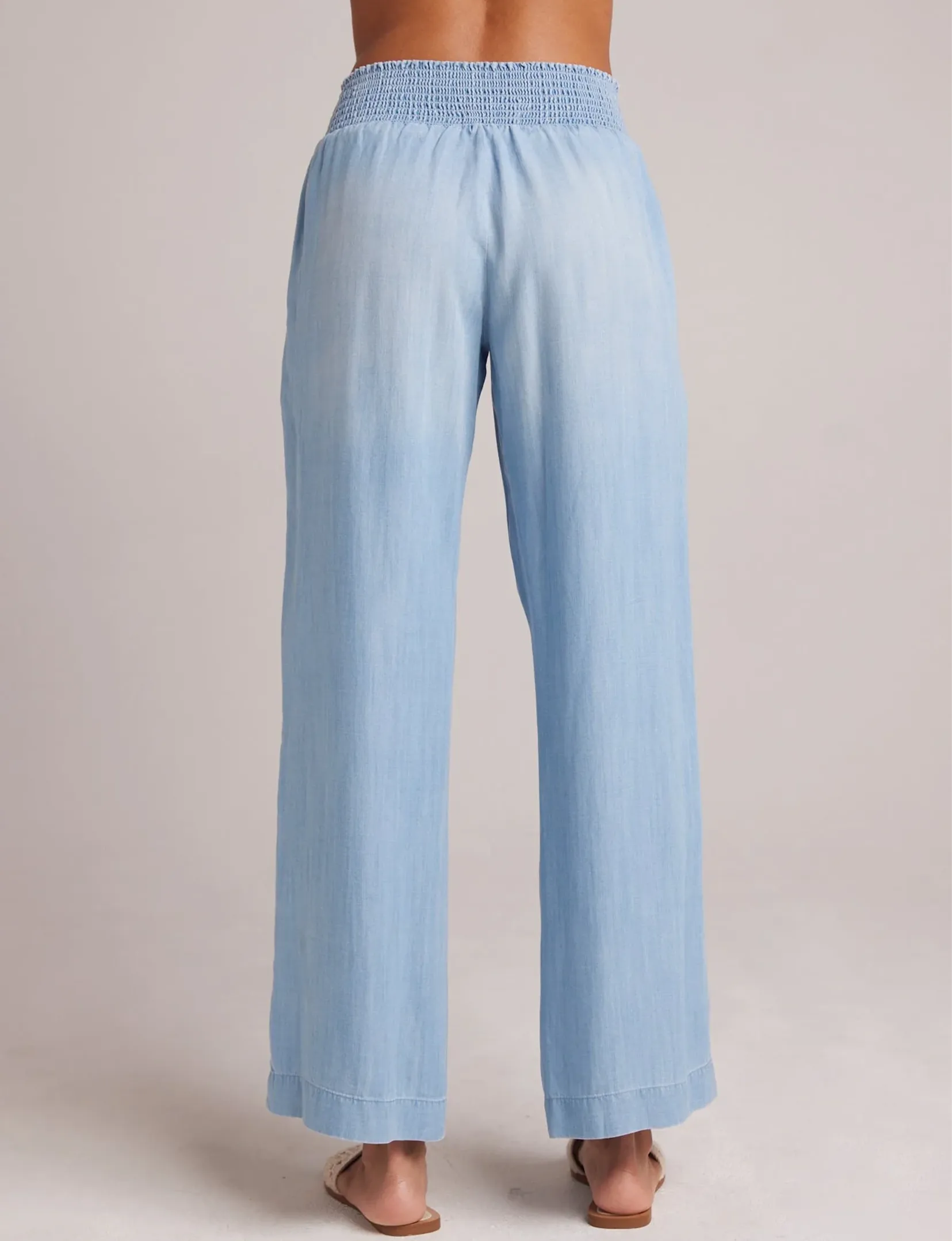 Smocked Pocket Wide Leg Pant, Caribbean Wash