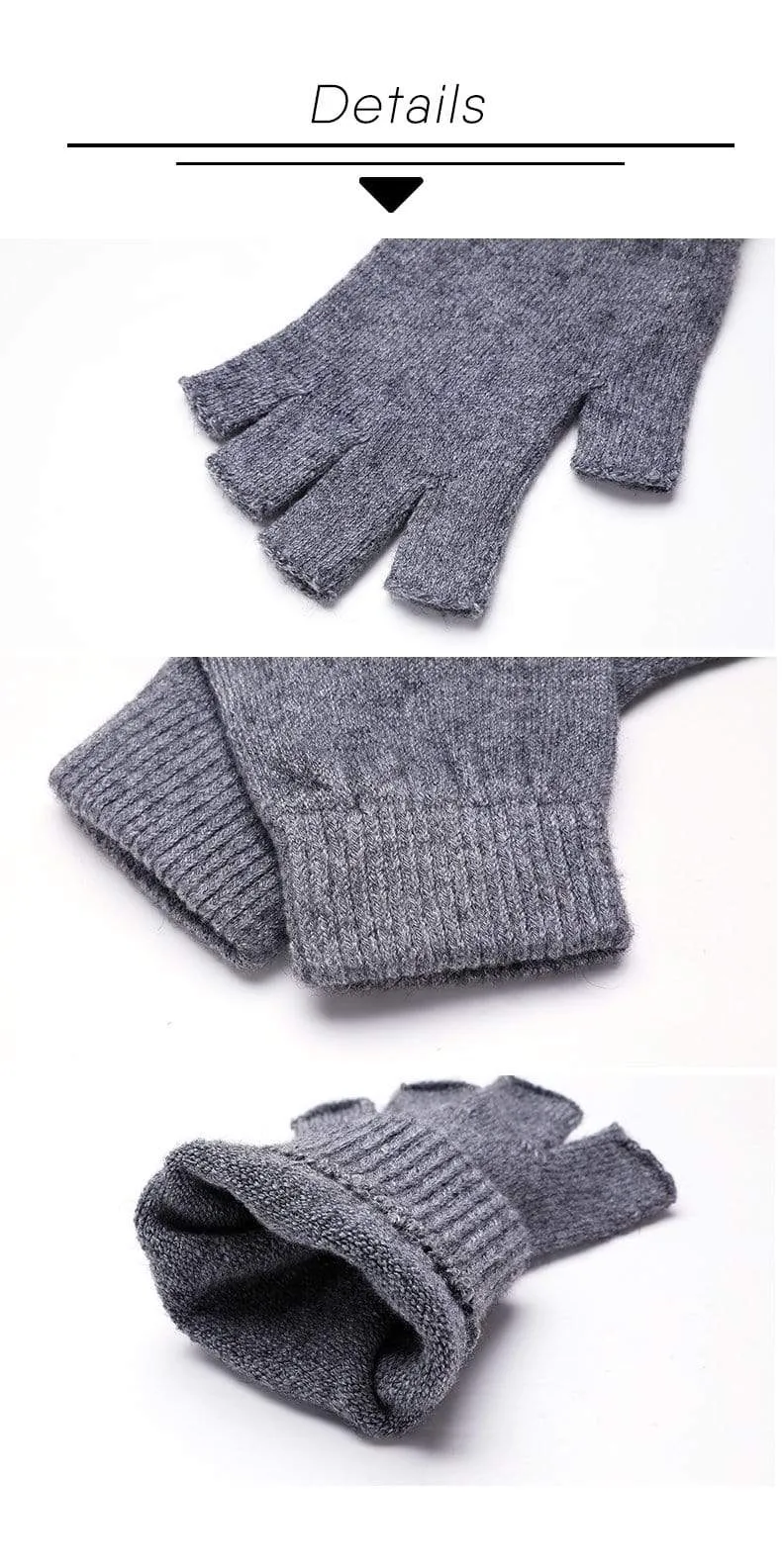 Sparsil Women Men Half Finger Cashmere Glove Short Wool Knitted Wrist Mitten Winter Warm Unisex Wool Stretch Fingerless Gloves