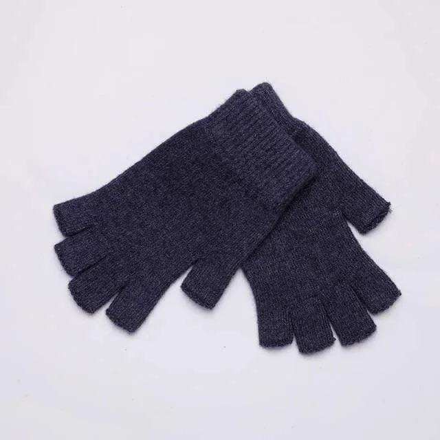 Sparsil Women Men Half Finger Cashmere Glove Short Wool Knitted Wrist Mitten Winter Warm Unisex Wool Stretch Fingerless Gloves