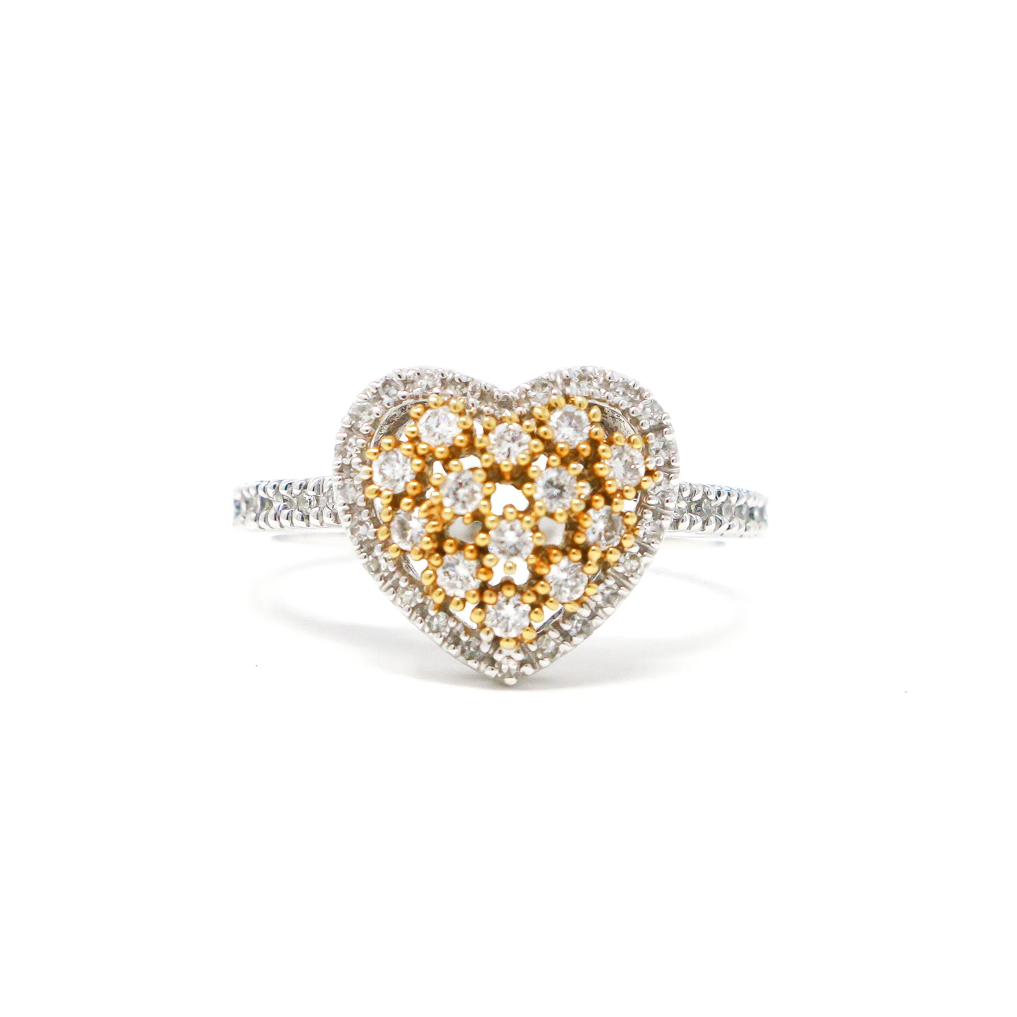 Star Studded Heart Diamond Ring in 14K White/Yellow Gold